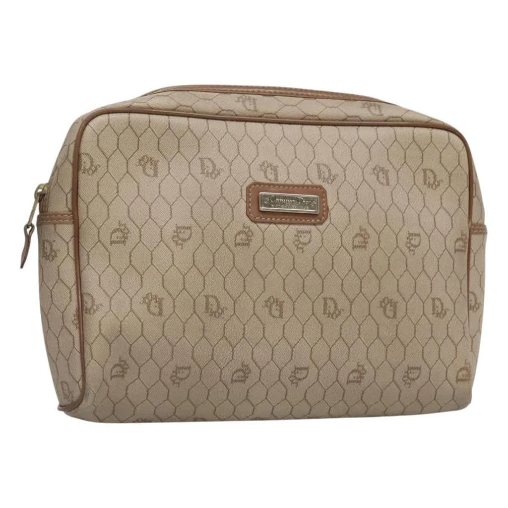 Dior Vintage Honeycomb Zip Pouch Coated Canvas Canvas Clutche 
Pouche Bag (Pre-Owned)