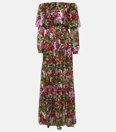 Costarellos Floria devoré silk-blend chiffon gown 1