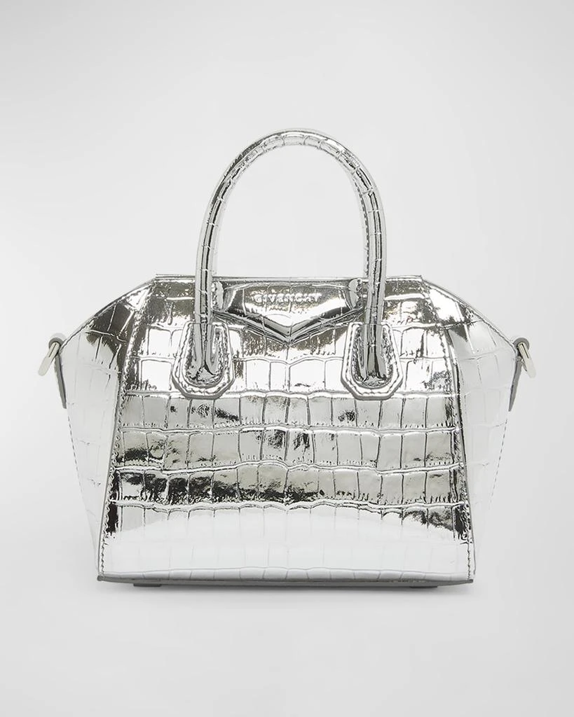 Givenchy Antigona Toy Top-Handle Bag in Metallic Croc-Embossed Leather 1