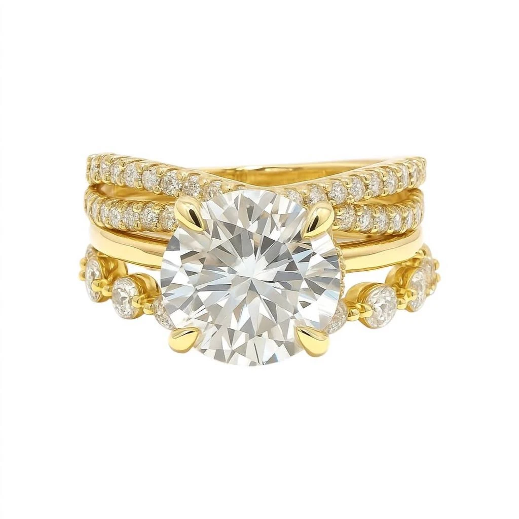 Allyanna Gifts Allyanna Gifts - Women
s Round Brilliant Cut Moissanite Ring - 3 Piece Set