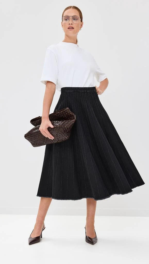 Tibi Vintage Black Denim Pintucked Denim Skirt 4