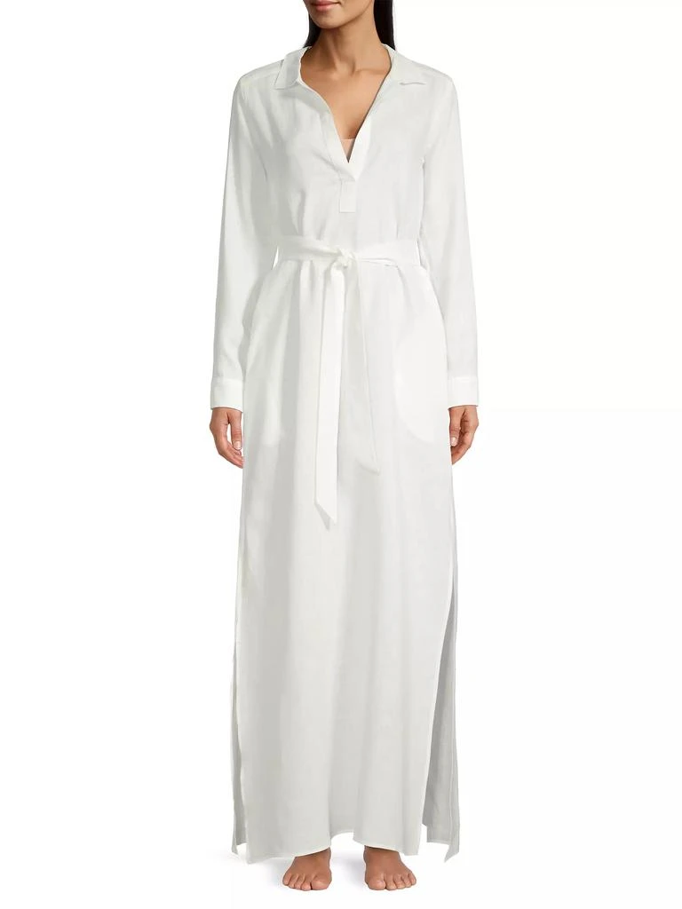 Pour Les Femmes Linen Maxi Shirtdress 3