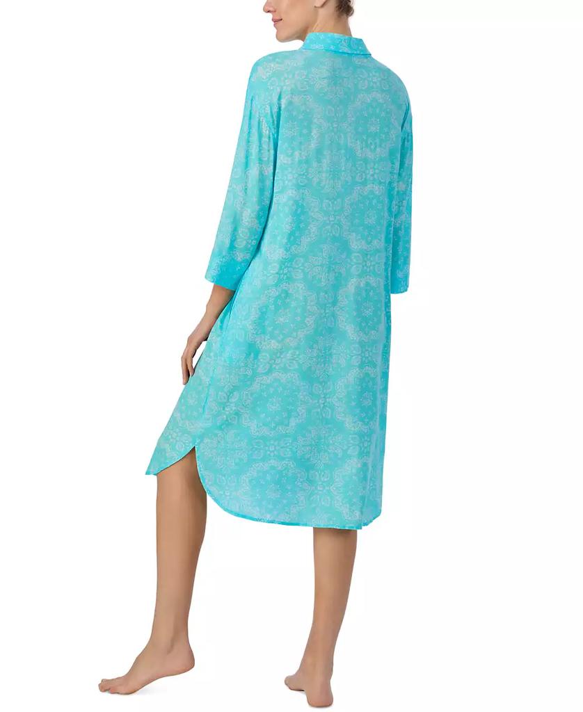 Ellen Tracy Women's Printed 3/4-Sleeve Midi Sleepshirt