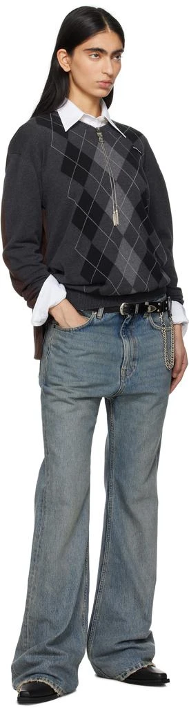 Toga Pulla Black Leather Nylon Chain Belt 3