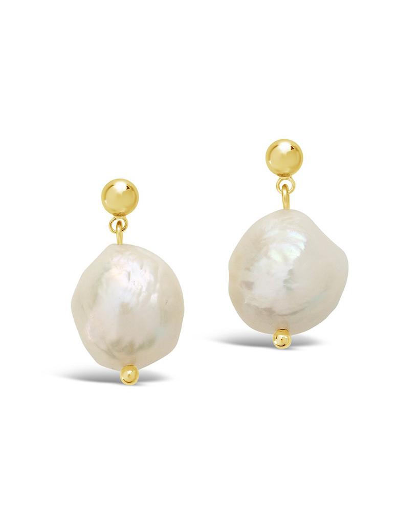Sterling Forever Large Baroque Pearl Drop Studs