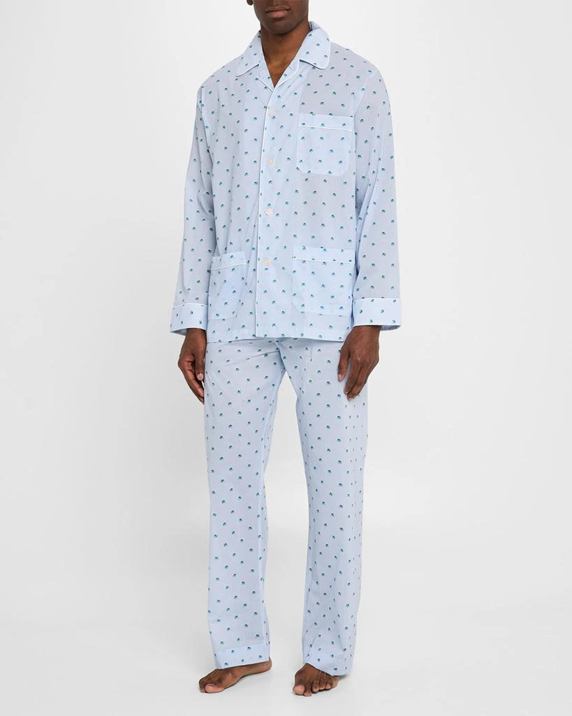 Derek Rose Men
s Ledbury Striped Elephant-Print Pajama Set 2