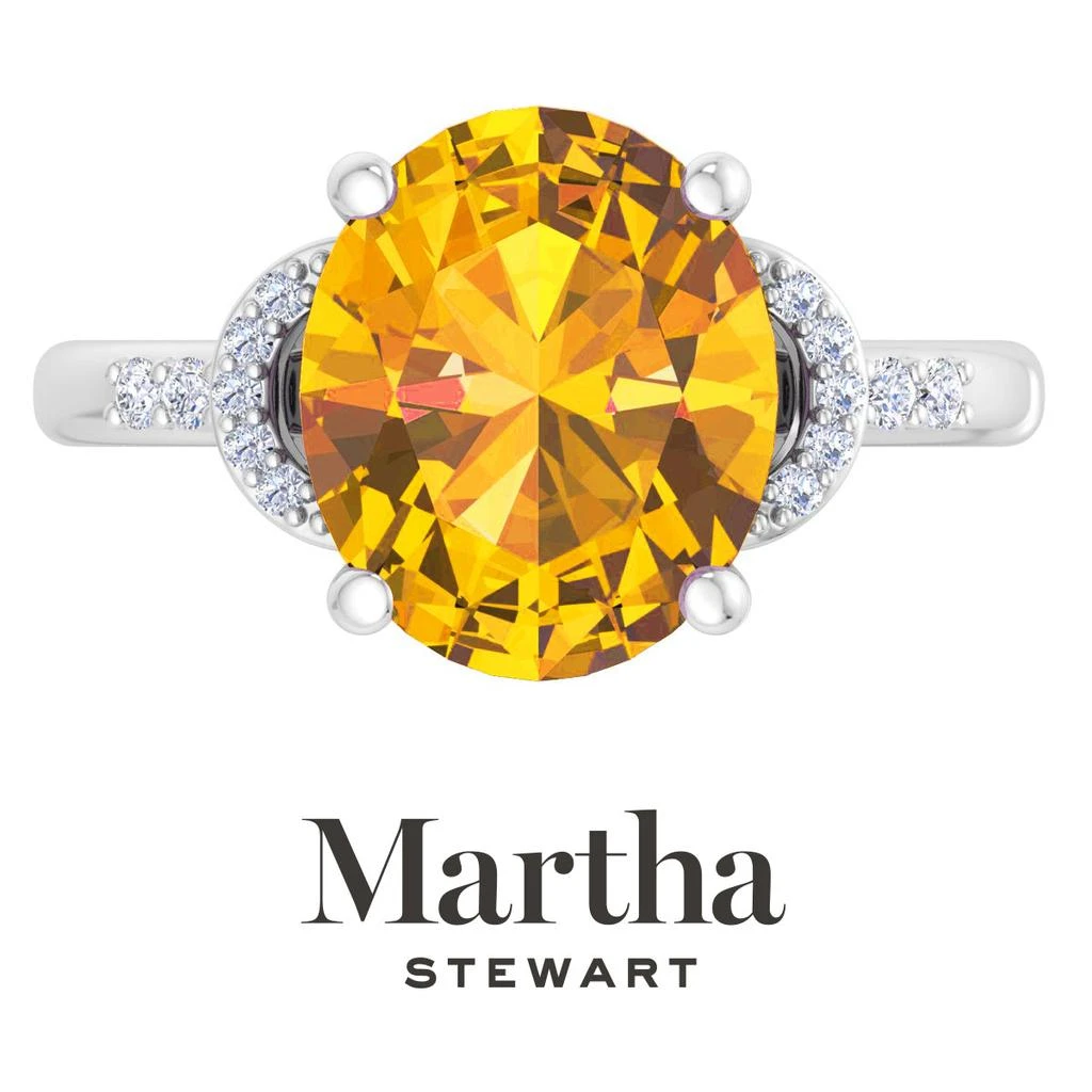 Martha Stewart 4 1/2 Carat Oval Shape Gemstone Ring with Lab Grown Diamonds in Sterling Silver, Choose Your Gemstone 8