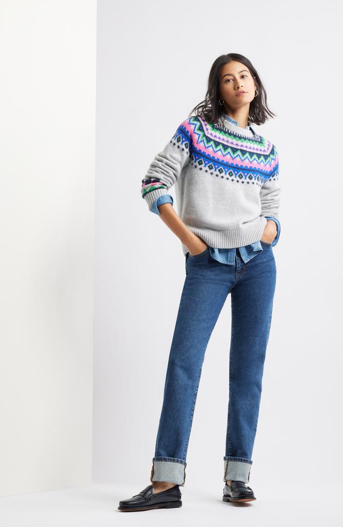 Caslon Fair Isle Crewneck Pullover Sweater