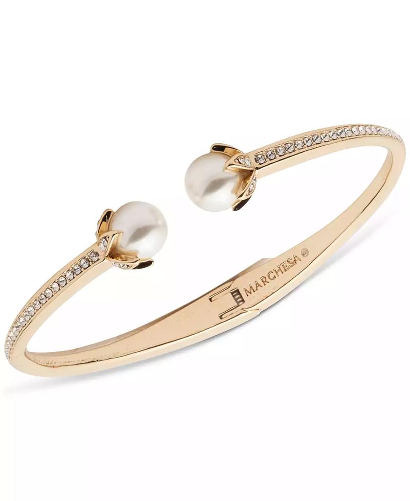 MARCHESA Gold-Tone Pavé & Imitation Pearl Cuff Bracelet
