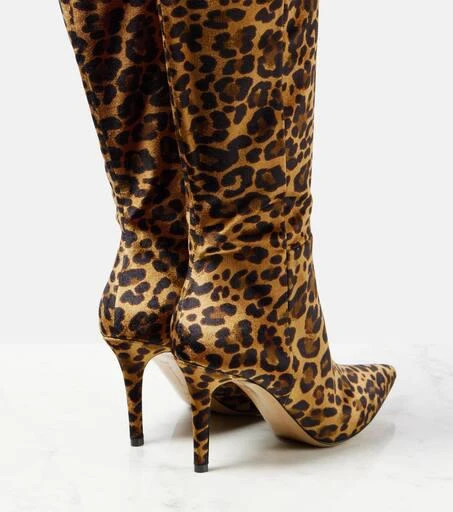 Gianvito Rossi 85 leopard-print velvet knee-high boots 2
