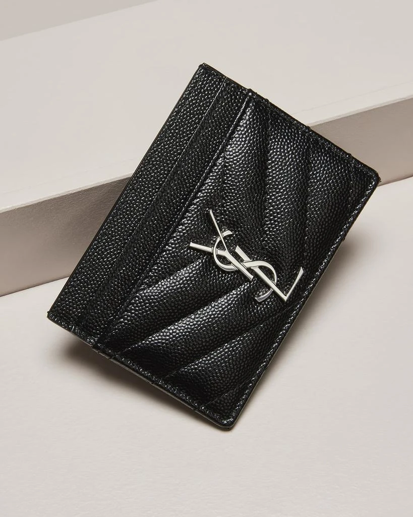 Yves Saint Laurent Cassandre YSL Monogram Card Case in Grained Leather 4