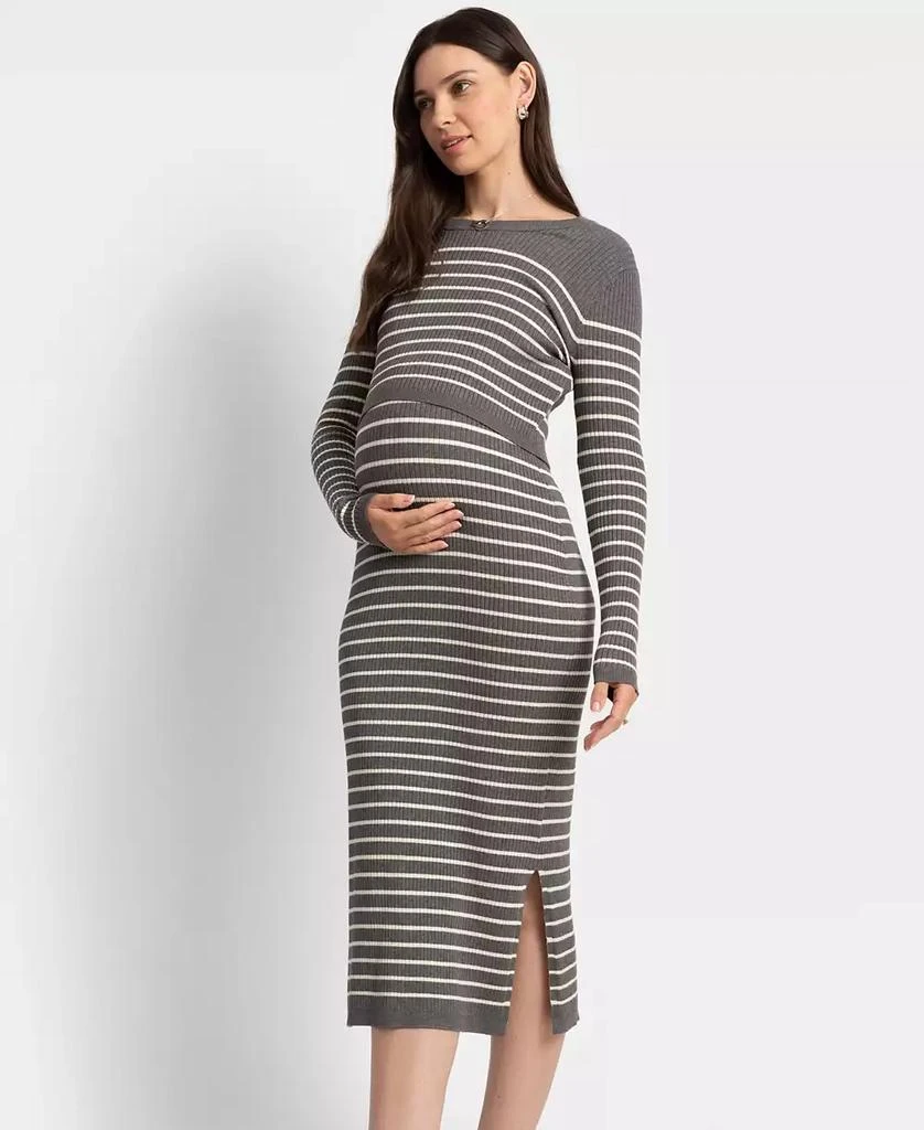 Seraphine Women's Maternity Soft-Stretch Ribbed Sweater Midi Dress 1