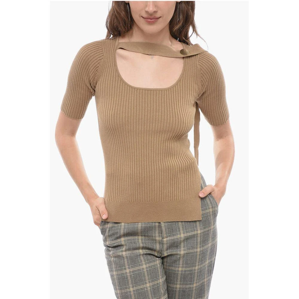 Eudon Choi Ribbed Top with Cut-Out Women's Details 1