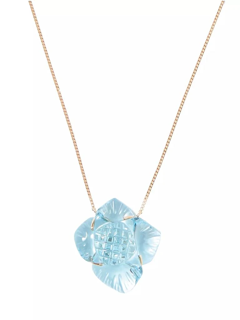 Chan Luu 14K Gold Necklace Featuring A Carved Blue Topaz Flower. 3