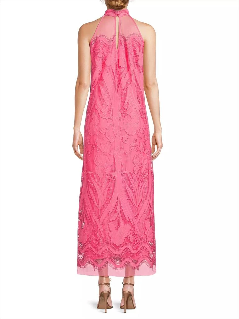 UNGARO Camila Mesh Lace Halter Maxi Dress 5