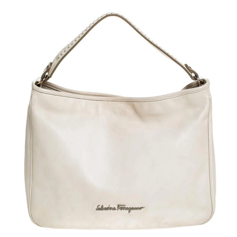 Salvatore Ferragamo Salvatore Ferragamo Off-White Leather Hobo 1