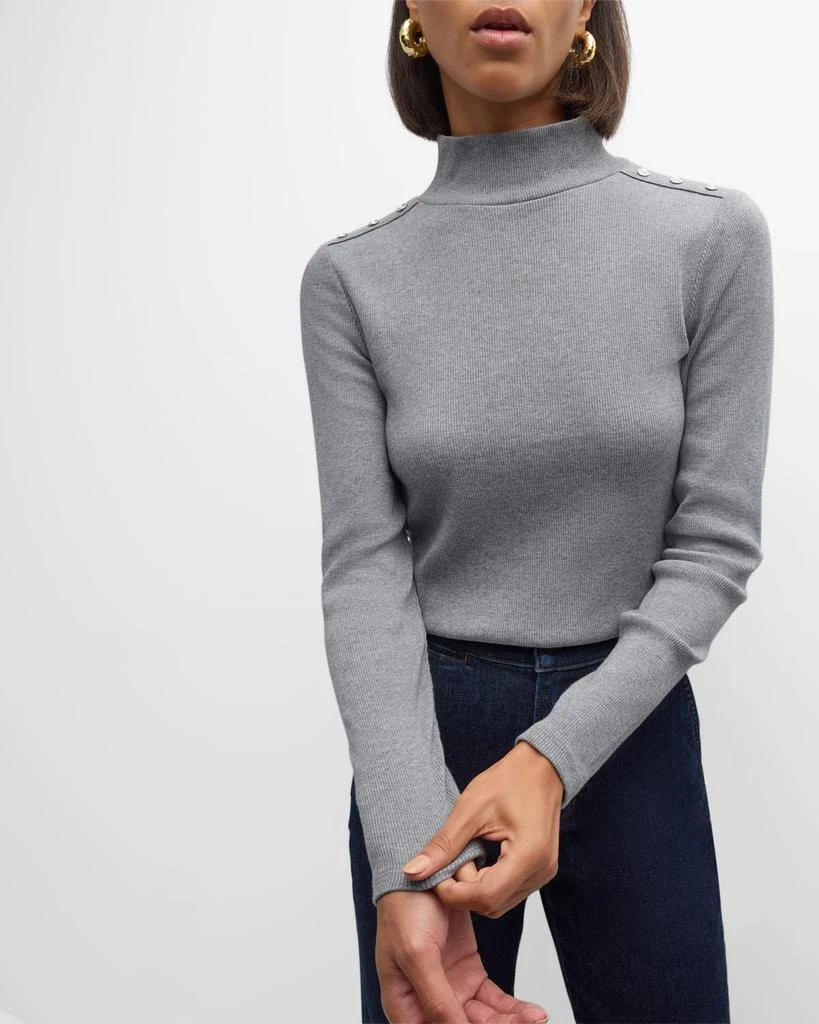 VERONICA BEARD Nate Buttoned Mock-Neck Top 6