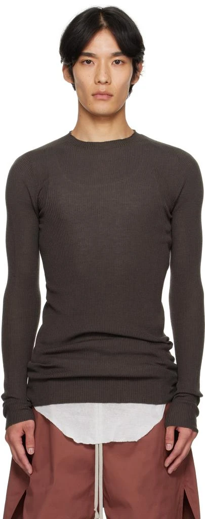 Rick Owens Gray Concordians Ribbed Round Neck Sweater 1