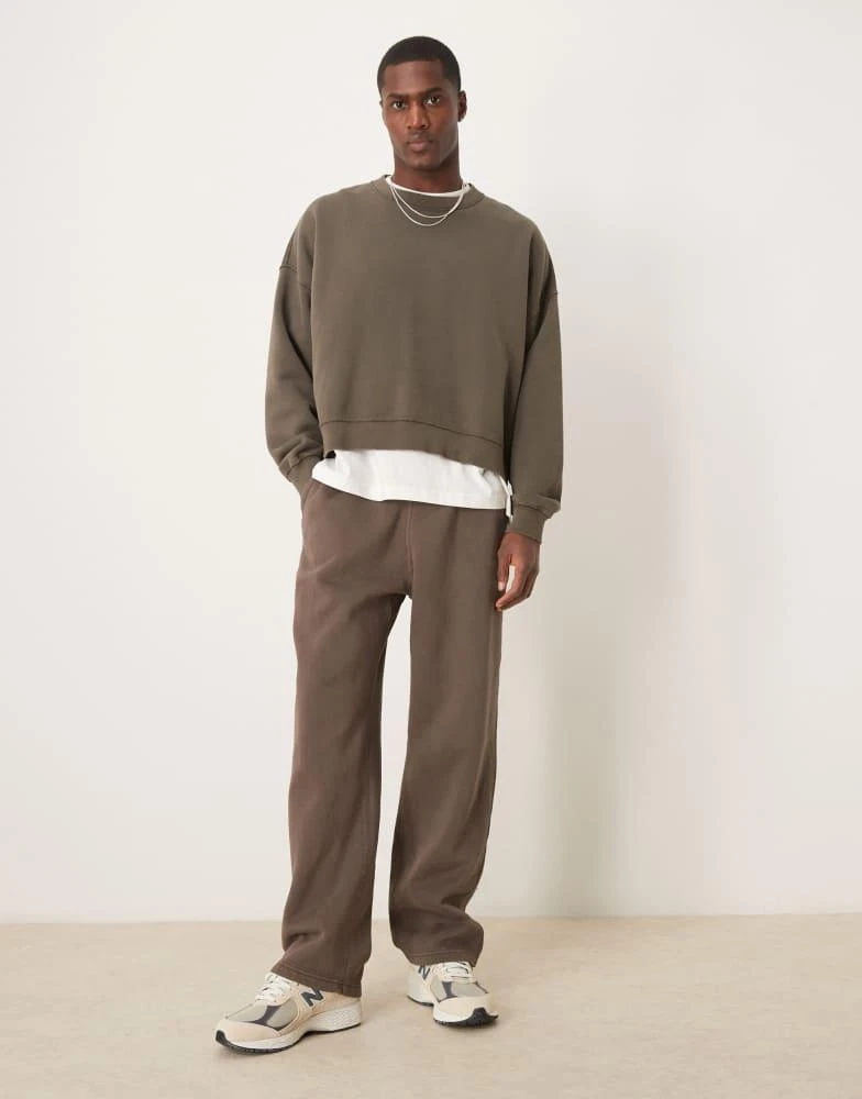 Abercrombie & Fitch Abercrombie & Fitch vintage wash open hem joggers in brown 1