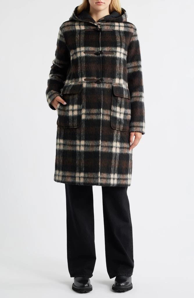 Bernardo Plaid Toggle Coat