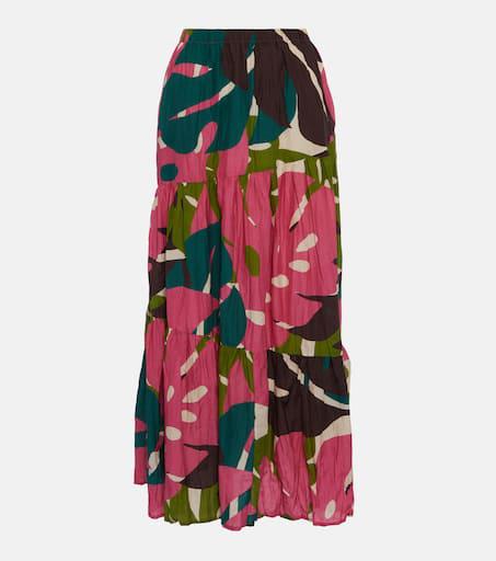 Velvet Lydia printed cotton and silk maxi skirt