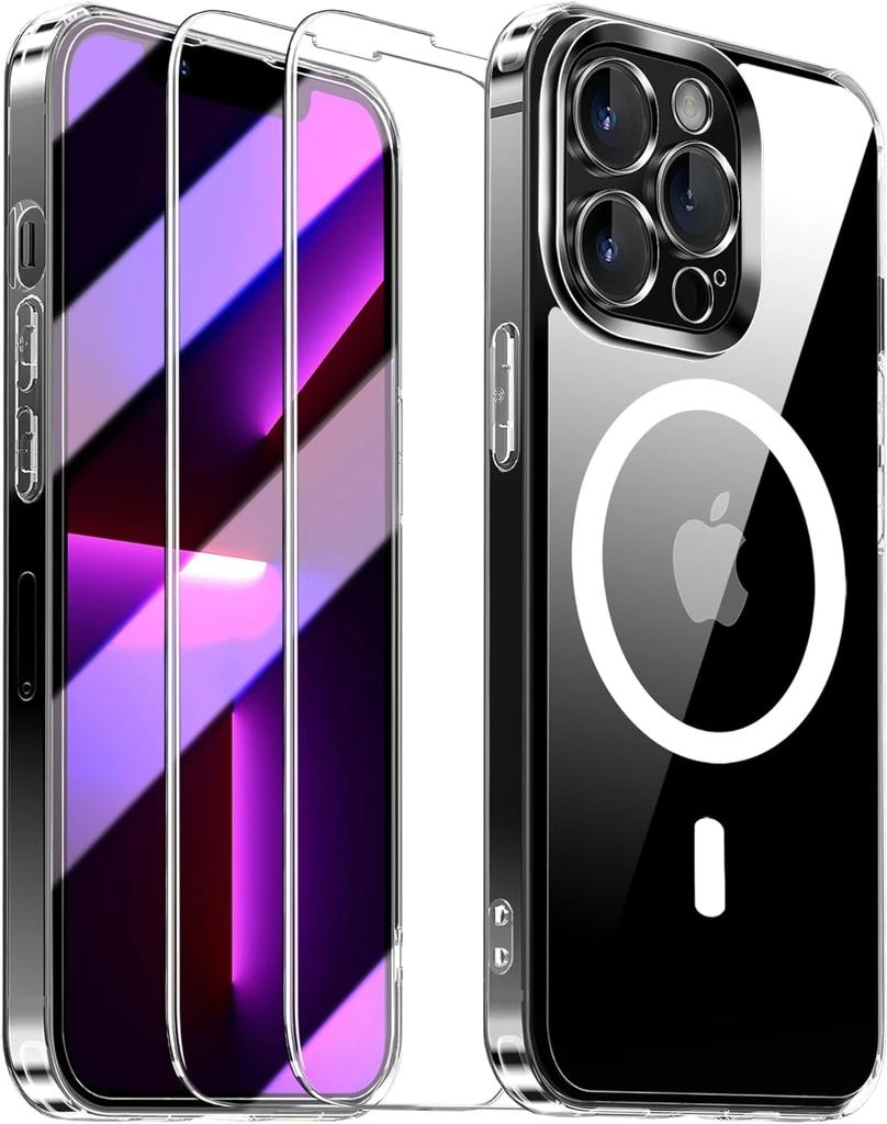ENTRONIX Entronix Bundle Compatible with iPhone 13 Pro Max - [Magnetic] Clear Case & 2 Clear Screen Protectors