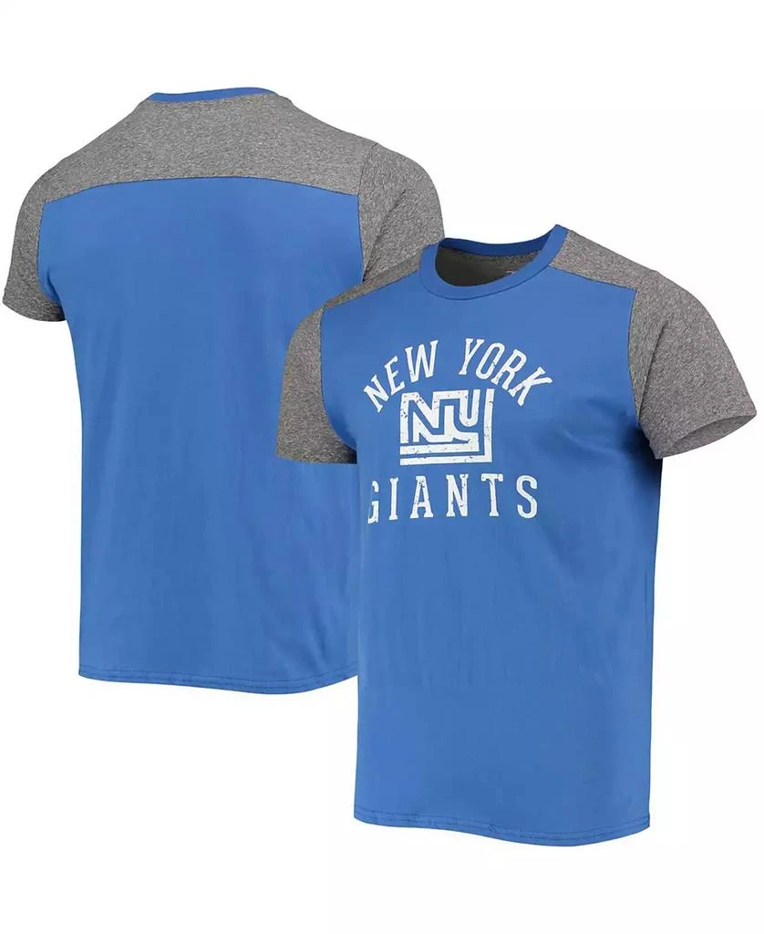 Majestic Men's Royal, Heathered Gray New York Giants Gridiron Classics Field Goal Slub T-shirt 1
