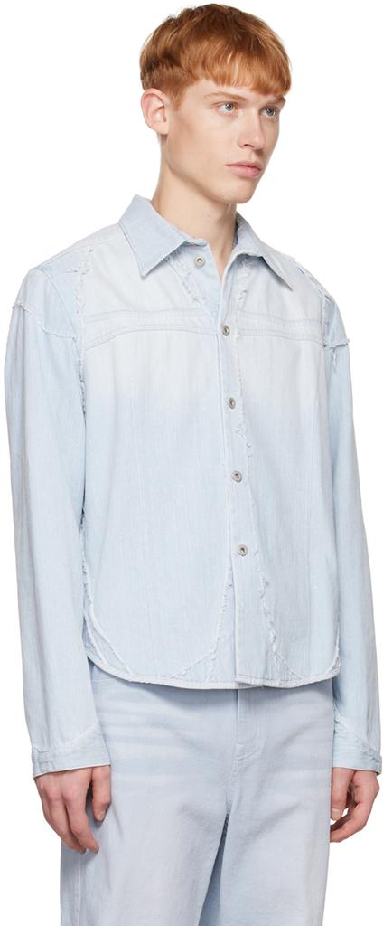 TheOpen Product SSENSE Exclusive Blue Ripped Denim Jacket