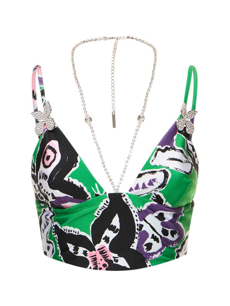 AREA Butterfly Printed Crop Top