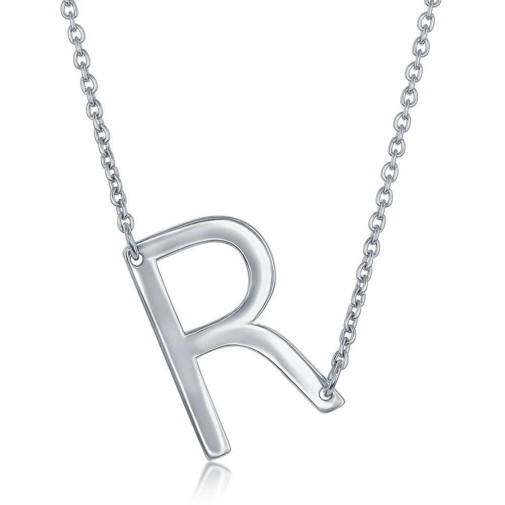 Simona Sterling Silver Sideways Initial Necklace 20