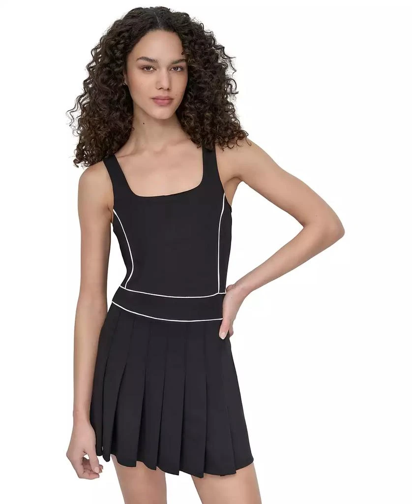DKNY Women's Contrast-Piping Pleated Sleeveless Dress 1