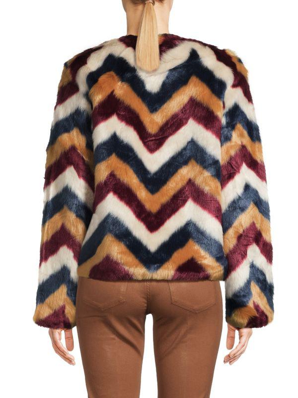 Unreal Fur Faux Fur Chevron Pattern Jacket
