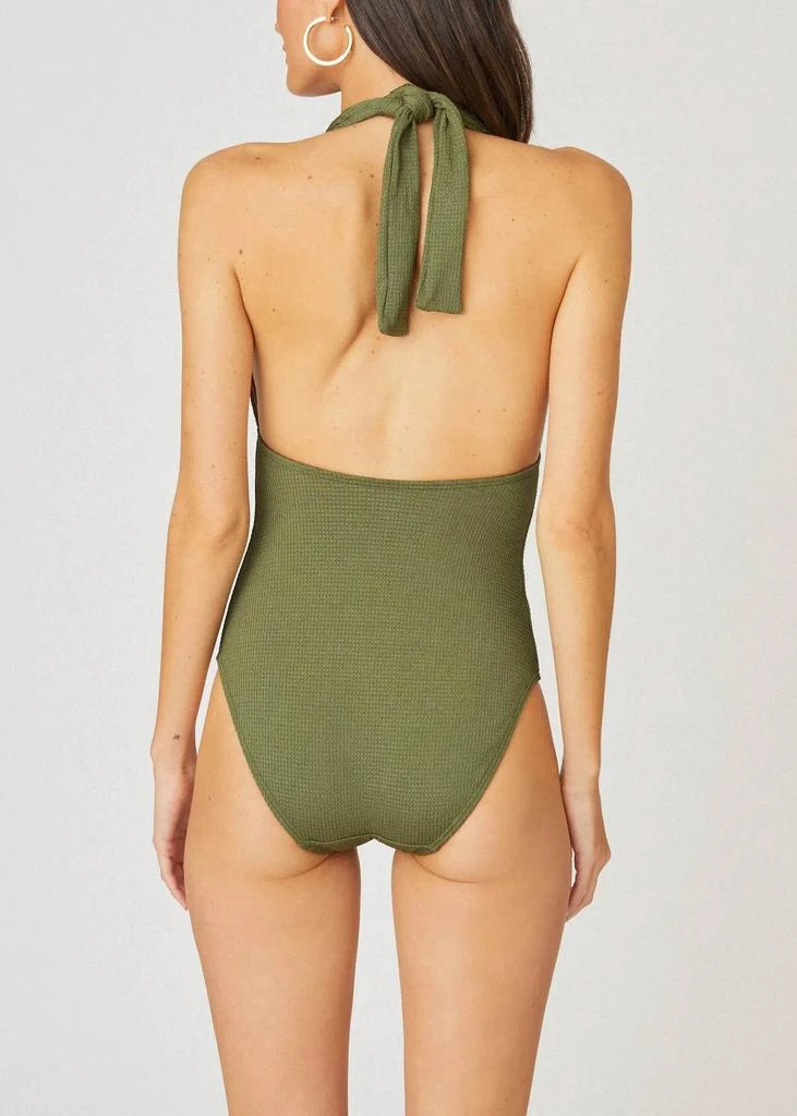 Shoshanna Halter One Piece Swimsuit In Olive 2