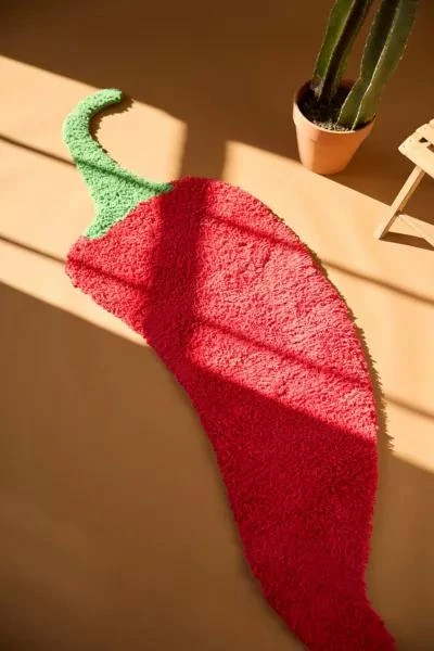 Urban Outfitters Chili Pepper Shaped Tufted Shag Rug 1
