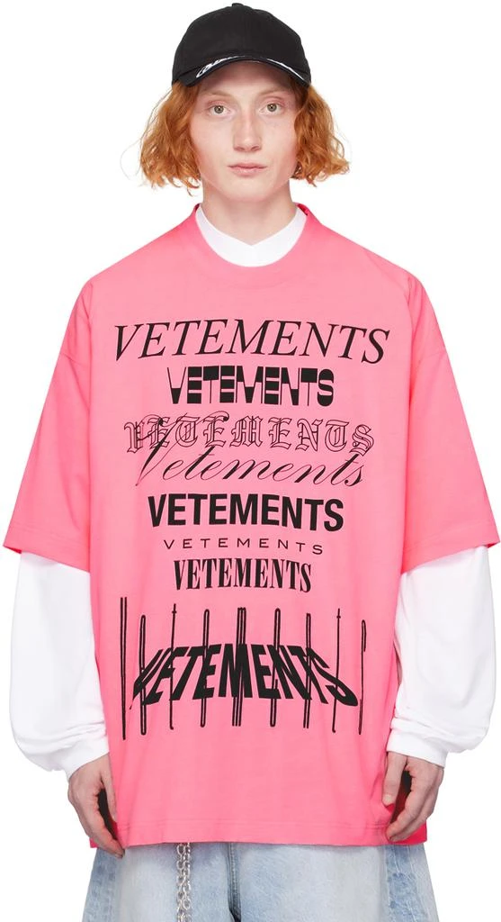Vetements Pink Multi Logo T-Shirt 1