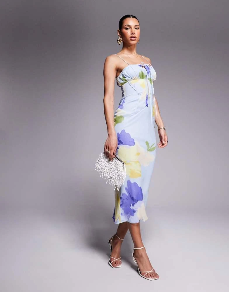 Shop ASOS DESIGN bardot chiffon bias midi dress in lilac floral print on  Sale at BeyondStyle  Get 16% Off ASOS DESIGN bardot chiffon bias midi dress  in lilac floral print with