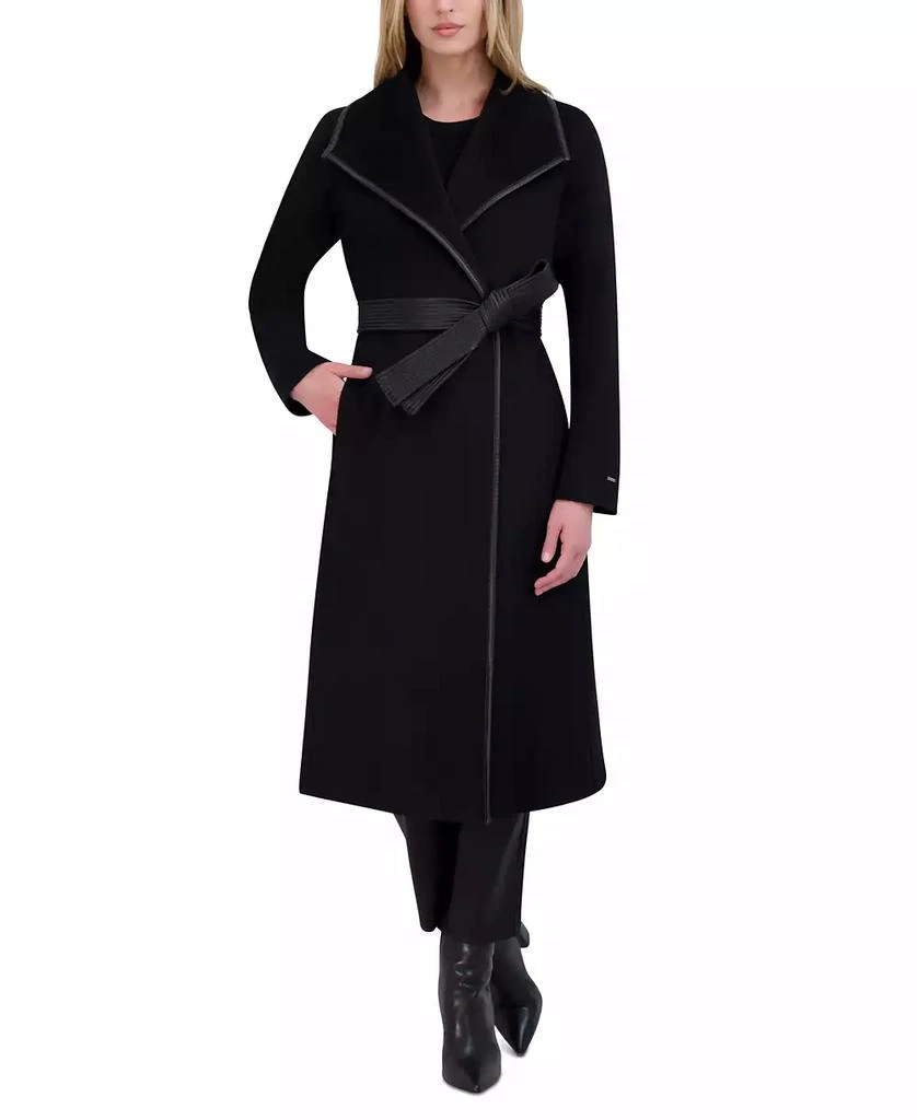 Tahari Womens Wool Blend Belted Wrap Coat 1