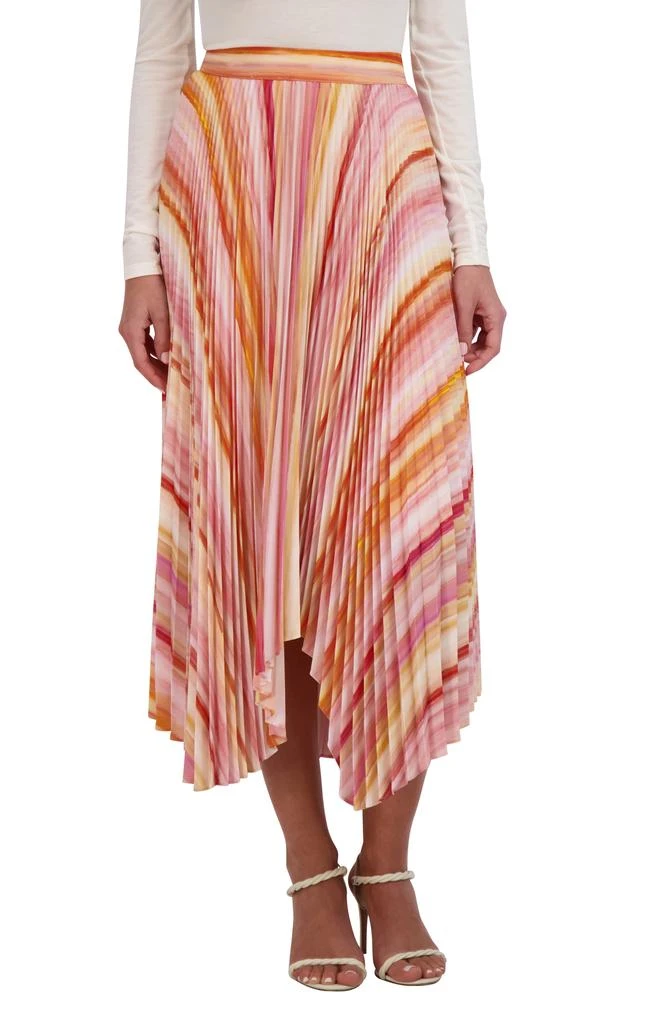 BCBG Pleated Handkerchief Hem Midi Skirt 1