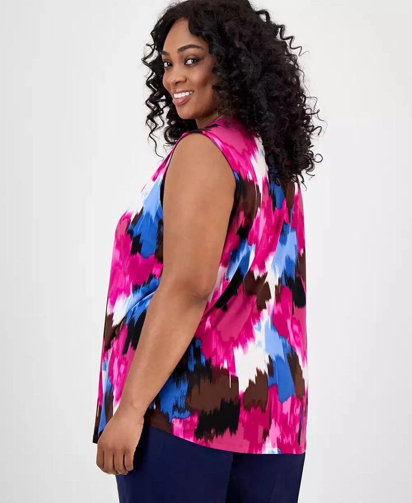 JONES NEW YORK Plus Size Printed Pleated Top 4