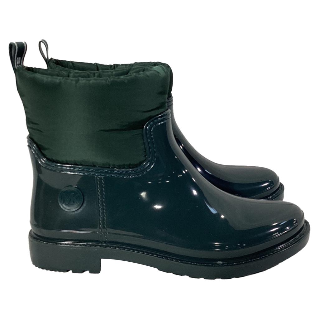 Michael Kors Blakely Logo Tape Rain Boots in Racing Green PVC and Nylon