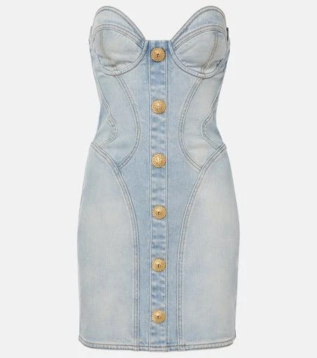 mytheresa denim dress Magda Butrym, Flared denim midi dress, Women, Blue, US 0, Dresses, Cotton