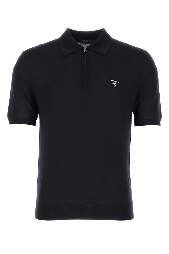 Shop Prada Triangle Logo Short-Sleeved Polo Shirt on Sale at