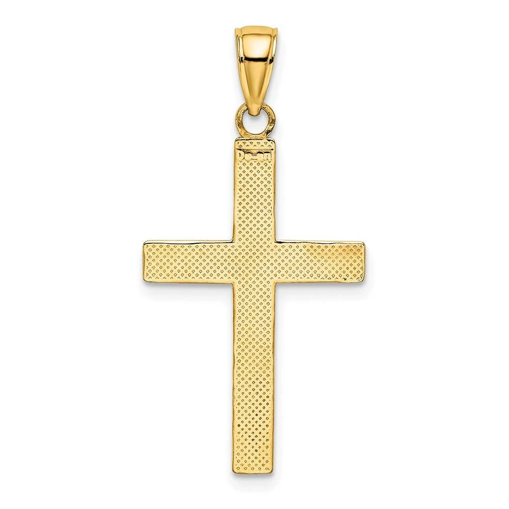 Diamond2Deal 14k Yellow Gold and White Rhodium Polished Tubular Cross Charm Pendant 4