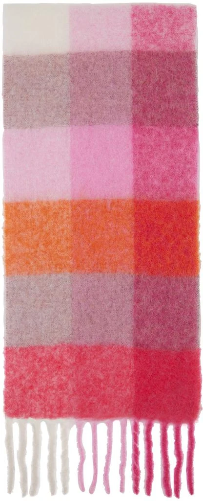 Acne Studios Pink & Orange Mohair Checked Scarf 2