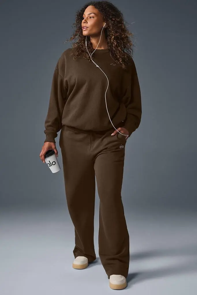 Alo Accolade Crew Neck Pullover - Espresso - Hoodies - Free 