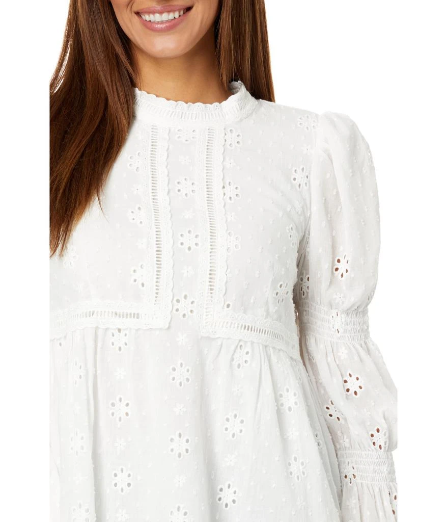 English Factory Embroidered Swiss Dot Ruched Sleeve Top 3