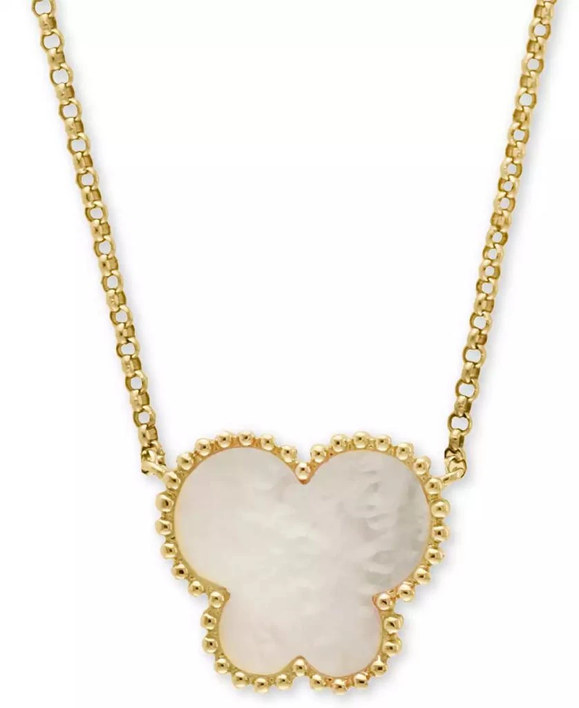 Effy EFFY® Mother-of-Pearl Butterfly 18" Pendant Necklace in 14k Yellow Gold 1