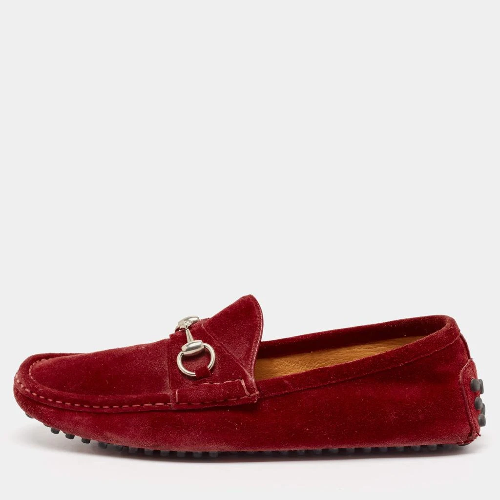 Gucci Gucci Red Suede Horsebit Slip On Loafers Size 41 1
