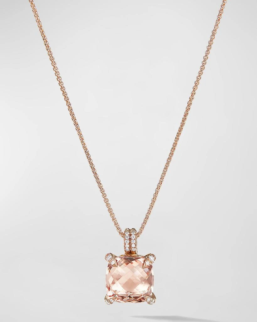 David Yurman Chatelaine Pendant Necklace with Gemstone and Diamonds in 18K Rose Gold, 11mm 1