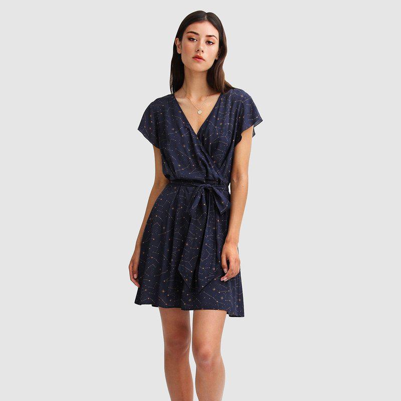 Belle & Bloom I'm The Star Wrap Dress Navy